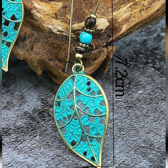 Islander Blue Leaf Earrings - Picture 3 of 3